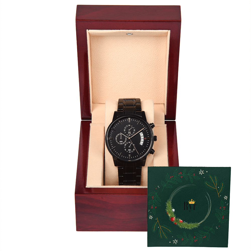 Ryr Jewelry - Black Chronograph Watch - Best Christmas Gift Watch for Men