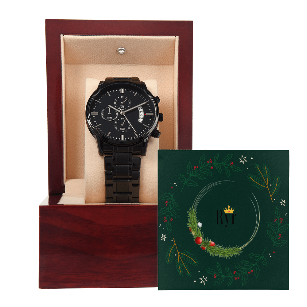 Ryr Jewelry - Black Chronograph Watch - Best Christmas Gift Watch for Men